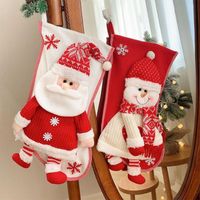 Décorations de Noël Stockage tricoté tridimensionnel Old Man Snowman Socks Gift Sac en tissu décoration arbre Candy