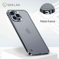 Lüks Metal Çerçeve Lens Koruma iphone 12 13 Mini Pro Max Alüminyum Telefon Kılıfı iphone 11 Mat Saydam Arka Kapak W220226