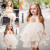 Симпатичные S квадратный шеи сатин и тюль 3D 3D юбки для цветов девушки Пагенты платья на заказ платья малыша