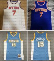 Erkekler Basketbol Jersey S-6XL İşlemeli veya Basın Carmelo Anthony 7 Derrick Gül 4 Beyaz ve Mavi Şehir Formaları