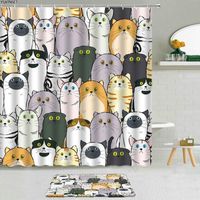 Shower Curtains 2 Piece Cartoon Cat Dog Curtain Sets With Non Slip Rugs Animal Hooks Decor For Girls Kids Bathroom