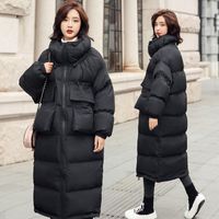 Moda versão coreana de casaco de algodão feminino casual maré solta Big Pocket feminino Parkas