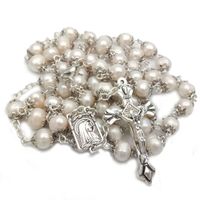 Naturlig sötvattenspärla Rosary Halsband High-end Cross Christian Catholic Smycken