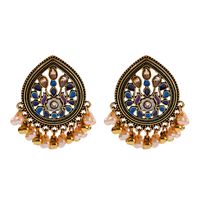 Dangle & Chandelier Ethnic Women's Gold Color Water Droplets Alloy Gypsy Jhumka Earrings Vintage Boho Tribe Pearl Tassel Drop Indian Earring