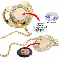 Anpassa sublimeringsämnen bling pacifier med clip halsband kristaller fest favor för baby minnessake brithday gåvor cj23