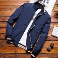 Erkek Ceketler Erkek Ceket Donanma Mavi Ceket Hafif Güz Erkekler Rahat Akıllı Standı Yaka Rüzgarlık Moda Giyim Artı Boyutu 4XL1