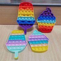 20pcs / DHL Rainbow Pioneer Tie Dye Patchwork Push Pop Sensor Sensor Bubble Toys Accessories Kids Ansiedad Estrés Reliever Poo-Su Rompecabezas de Escritorio