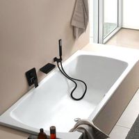 Bathroom Sink Faucets SKOWLL Faucet LED Waterfall Bathtub Shower With Hand Wall Mounted Brass Matte Black Bath HG-292