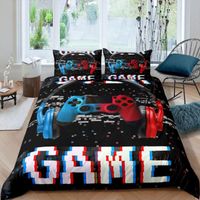 Yatak Setleri Gamer Gamepad Nevresim Video Oyunları Yorgan Çocuk Gençler Erkek Adam Yastık Kılıfı ile Modern Yorgan
