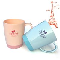 Mugs 2pc 400ML Plastic Coffee Drinking Tea Couple Mug Cups Toothbrush Toothpaste Pencil Comb Container Holder For Travel El Home