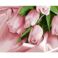 Peinture rose rose fleur eau peinture par des chiffres toile avec cadre peintures de dessin à la main pour adultes image décoration de coloriage