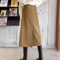 Женщины юбки осень зима MIDI A-Line случайные корейский стиль элегантные дамы мода твердая юбка SK6613 210525