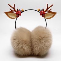 Berets 2021 Christmas Antler Hair Band Headdress,winter Warm Earmuff,girl Earmuff, Lovely Imitation Ear Bag, Gift