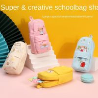 Pencil Cases Pen Bag Large Capacity Canvas Stationery For Primary School Students, Cartoon Boy Simple Ins Korean