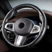 Steering Wheel Covers Car Cover Carbon Fiber Leather Protector Steering-wheel Interior For Diameter 38cm