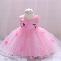 Kızın Elbiseleri PLBBFZ Küçük Bebek Kız Doğum Günü Elbise Kemer Aplikler ile Sevimli Çiçek Akşam Parti Kıyafeti