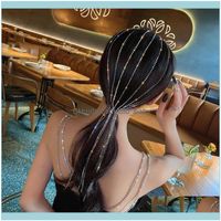 Opaski na głowę JewelryFyuan połysk Pełna Rhinestone Headband Dla Kobiet Długi Tassel Crystal Hairclip Wedding Wedding Hair Aessories Jewelry Drop Deliv