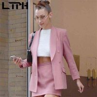 hot pink jacket and skirt set