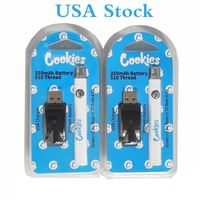 USA Stock Cookies Battery Vape Pen 510 Thread Batteries Rechargeable Disposable E cigarette Carts 350mah Cartridges High Quality Adjustable Voltage USB Charger