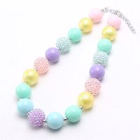 New candy color fashion baby chunky bubblegum handmade girls kids diy rhinestone beads necklace jewelry for child gift 1073 V2