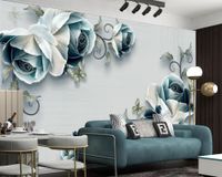 Belles fleurs bleues Fonds d'écran Amélioration de la maison Salon Chambre à coucher Cuisine Peinture Étanche Antifouling Mural Fond d'écran 3D
