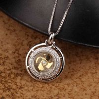 Men's and women's rotating windmill Pendant Necklace, cubic zirconia AAA necklace, gold and sier, jewelry