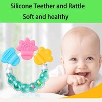 Cartoon Baby Teether Educational Tools Chew Teeth Ring Biting Rattle Toy Bed Bell Silicone Handbell Jingle Birthday Gifts