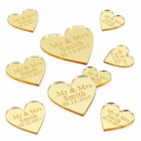 50 Pieces Personalized Laser Engraved Couple Names Love Heart With Hole Wedding Table Confetti Decoration Favors Customized Tags 220215