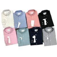 남성 캐주얼 셔츠 봄과 가을 고품질 비즈니스 고전적 인 자수 패션 단색 긴 슬리브 셔츠 두꺼운 옥스포드 천 플러스 사이즈 셔츠