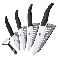 Seramik bıçaklar Mutfak Bıçağı 3 4 5 6 inç Mutfak Şef Seti + Soyucu Beyaz Zirkonya Blade Siyah Kolu Yüksek Kalite