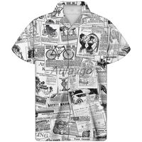 Erkek Casual Gömlek Spaper Gömlek Boy Yaz Hawaii Button Up Bandana Kısa Kollu Guayabera Camisa Hombre Streetwear