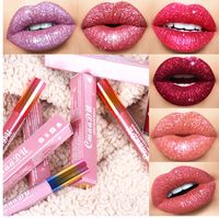 CMAADU Glitter Flip Lip Gloss Samt Matte Tönung 6 Farben Wasserdichte langlebige Diamant Flash Shimmer Flüssig Lippenstift Q90
