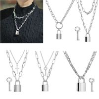 Pendant Necklaces Lover Silver PadLock Key Necklace Titanium...