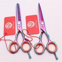 Tijeras de pelo 5.5in. 16cm Japón Multicolor Purple Dragon Cutting Thears Thinning Salon Styling Tool Professional Z1004