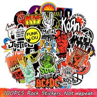 100 PCS/lot Waterproof Graffiti Stickers Rock Band Decals for Home Decor DIY Laptop Mug Skateboard Luggage Guitar PS4 Bike Motorcycle Car Gifts