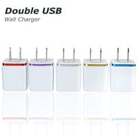 Hoge kwaliteit 5V 2.1 / 1A-adapter Double US AC Travel USB Wall Charger voor Samsung Galaxy HTC Cell Phones Adapters