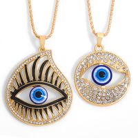 Collier Pendentif à la main Fatima Turquie Evil Blue Yeux Pull Sweater Diamond Hollow Colly Pendentifs Réglable Gold Colliers Crystal Turkish Crystal Bijoux