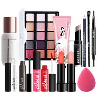 15pcs per Set Foundation Makeup Eyeshadow Palette Eyeliner Eyebrown Mascara Body Lotion Make Up Brushes Sets POP006