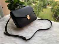 Bolsas de ombro de couro genuíno de alta qualidade Metis Metis Bolsas Mulheres em relevo bolsa preta Crossbody Messenger Bag