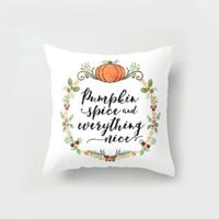 Cushion/Decorative Pillow Halloween Thanksgiving Pumpkin Decorative Cushion Cover Letter Yellow Watercolor Hand-painted Printed Couch Throw