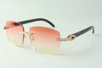Squisiti occhiali da sole con diamanti infiniti classici 3524025, naturale nero texture tettoni di bufalo occhiali, dimensioni: 18-140 mm