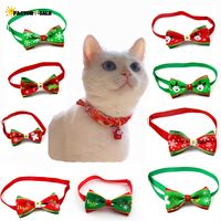 Série de Noël de collier de cravate d'arc d'animal de compagnie avec un chien brillant chien de chien de chat décorations de Noël fournitures accessoires Strap sur le cou ft19