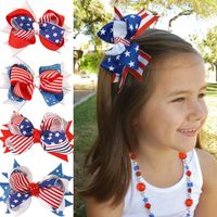 4 juillet Pince à cheveux pour enfant Bow American Indépendance Day Clip Hair Drapeau Fille Barrette Accessoire Bandes à cheveux Bowknot