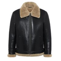 Cuir pour homme Faux Mens Couture Jacket B3 Bomber Court Manteaux d'hiver Fourrure Noir Couleur