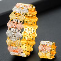 Pendientes Collar Godki 2pcs Brazalete / Juego de anillos de lujo Joyas africanas coreanas de lujo Conjuntos de joyas para mujeres de boda Brincos para AS MULHERES 2021
