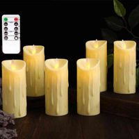 6 Pieces Remote Control Moving Flameless Battery Operated LED Candles Night Lights Lamp For Wedding Birthday Christmas Home H1222