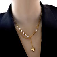 18k ouro luxo simples punk link clavícula corrente amor colar natural freshwater meia pérola para as mulheres jóias