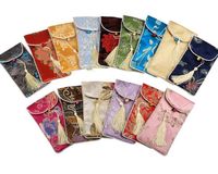 Rektangel Kinesisk stil Handgjorda Silk Brocade Lucky Tassel Smycken Påse Samlade Pärlor Gåvor Bags 17x9cm
