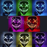 EU estoque Halloween máscara de horror led máscaras brilhantes purgar máscaras traje eleição dj festa iluminar máscaras brilho no escuro 10 cores