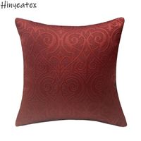 Cushion Decorative Pillow Vintage Embossed-like Dark Red Damask Floral Jacquard Woven Throw Cushion Cover Decorative Square Case 45 X Cm